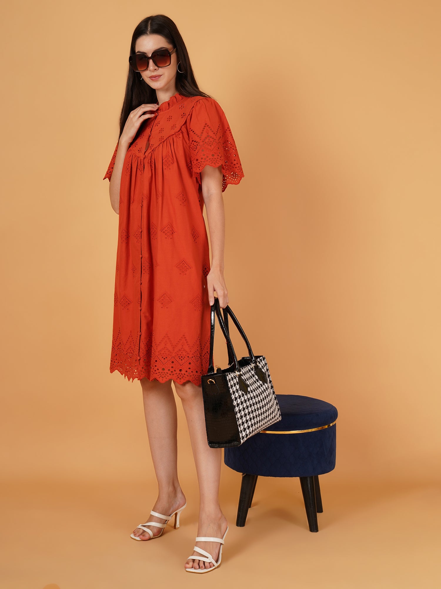 Zara-Inspired Schiffli A-Line Women Dress - 9 Impression