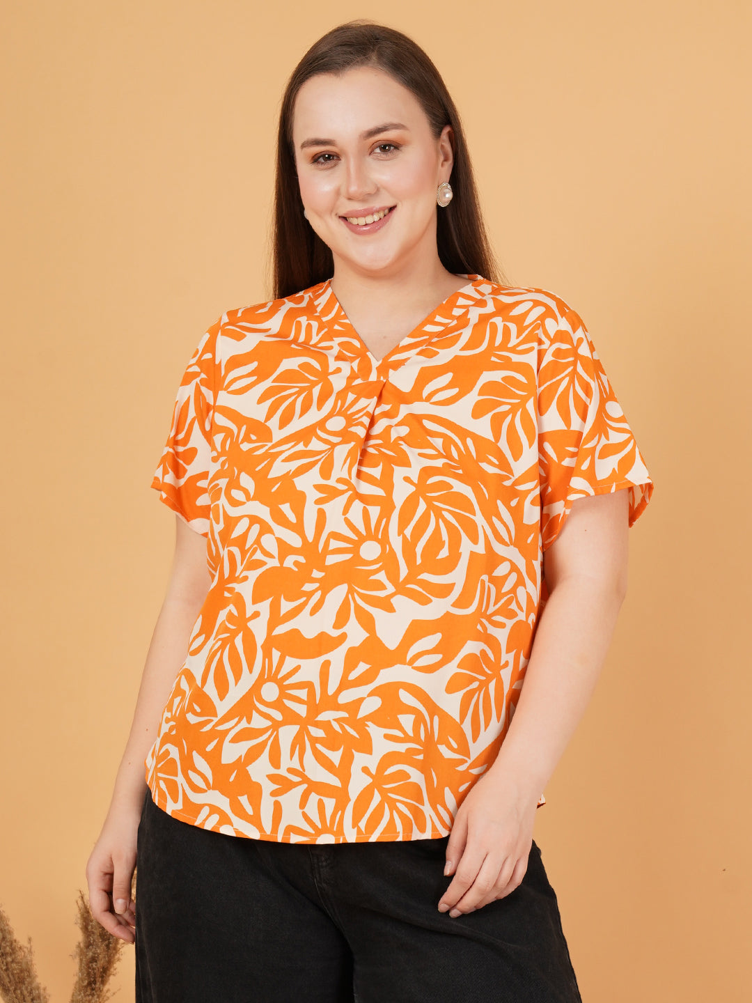 Mustard Plus Size Tops - Front View