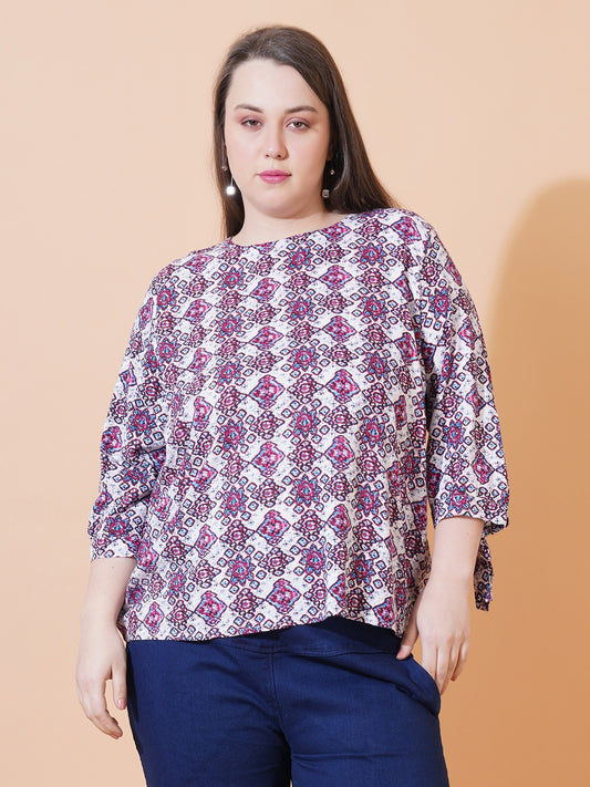 Women Paisley Print Regular Plus Size Top - Front View
