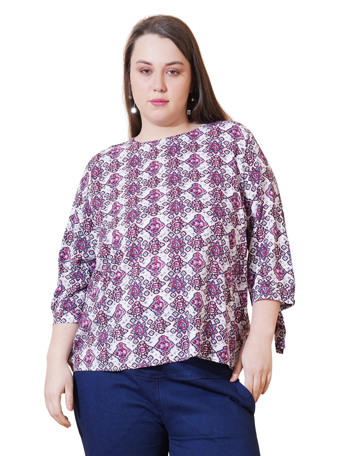 Women Paisley Print Regular Plus Size Top - Background View