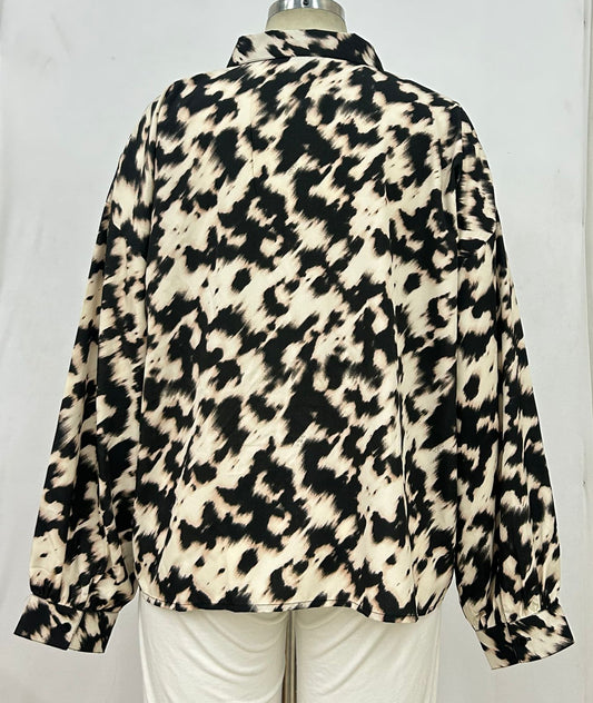 Women Animal Print Plus Size Shirt