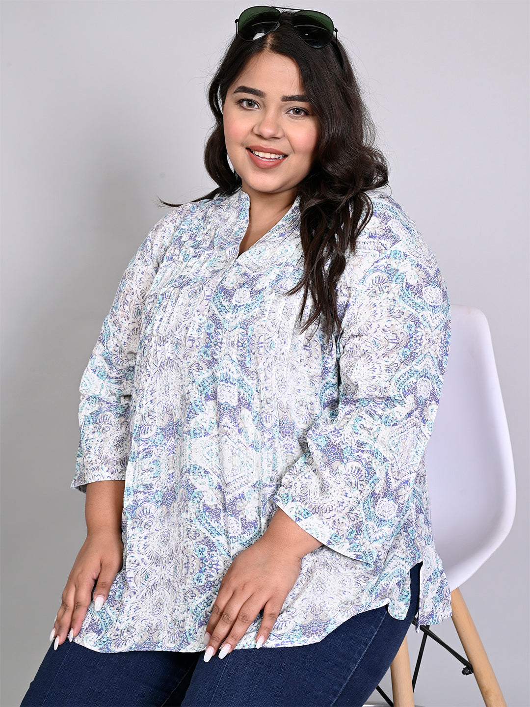 Plus Size Top with a trendy printed design