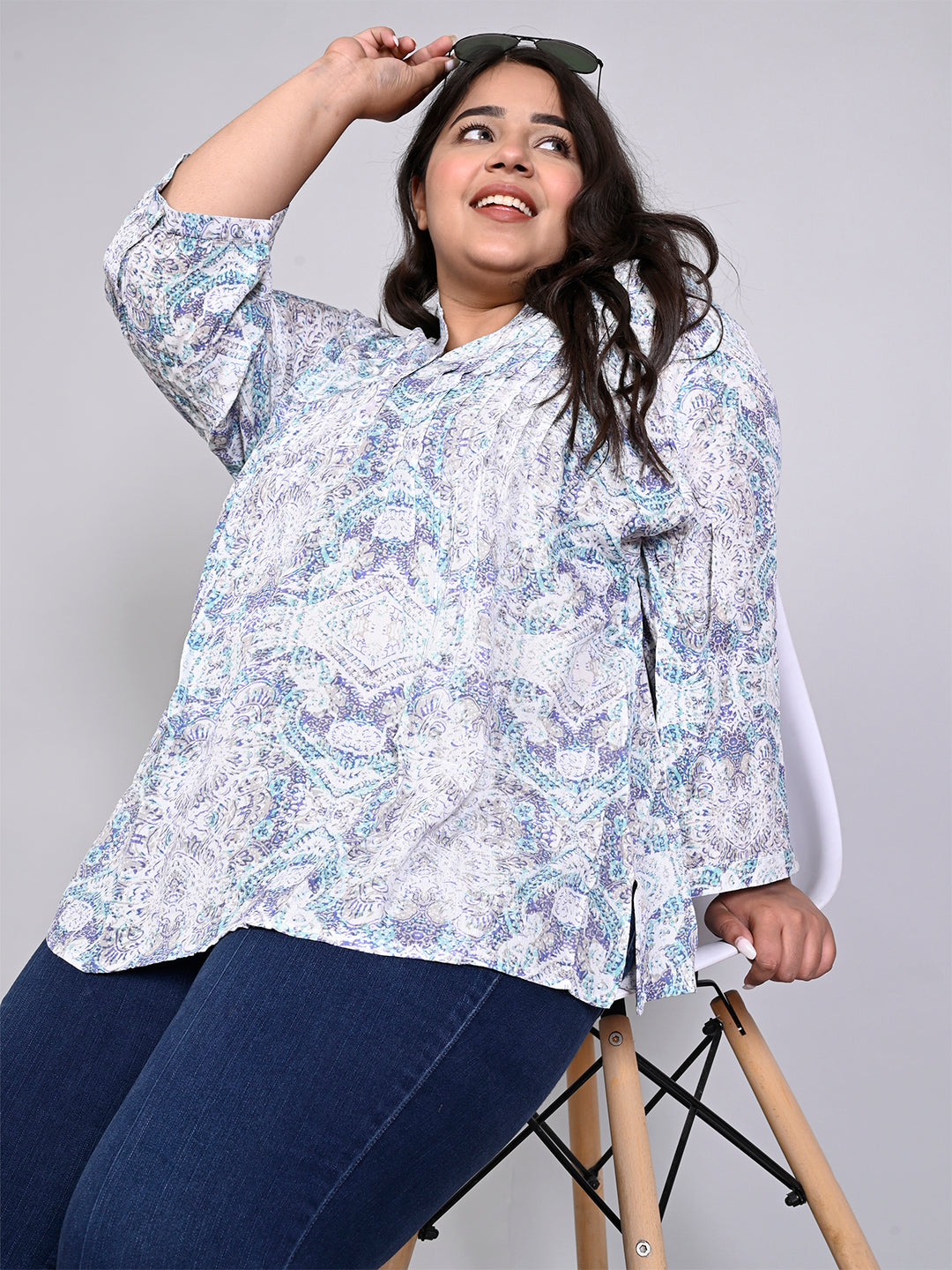Plus Size Top with a trendy printed design style view