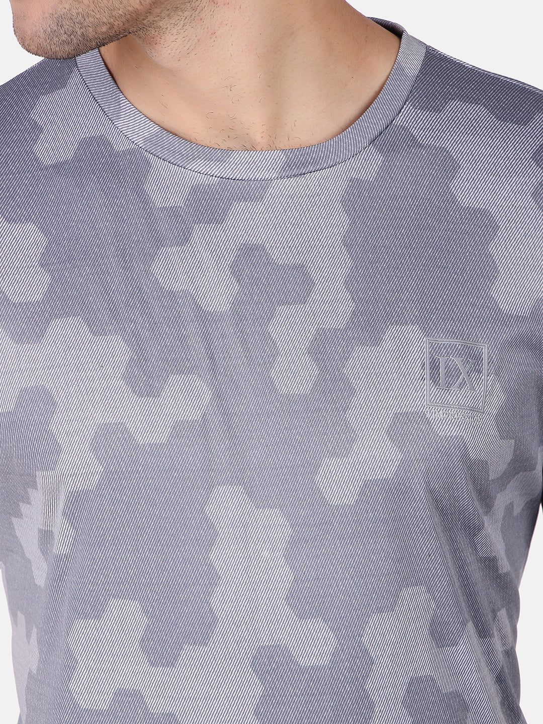 Men Grey Printed Sports T-Shirt