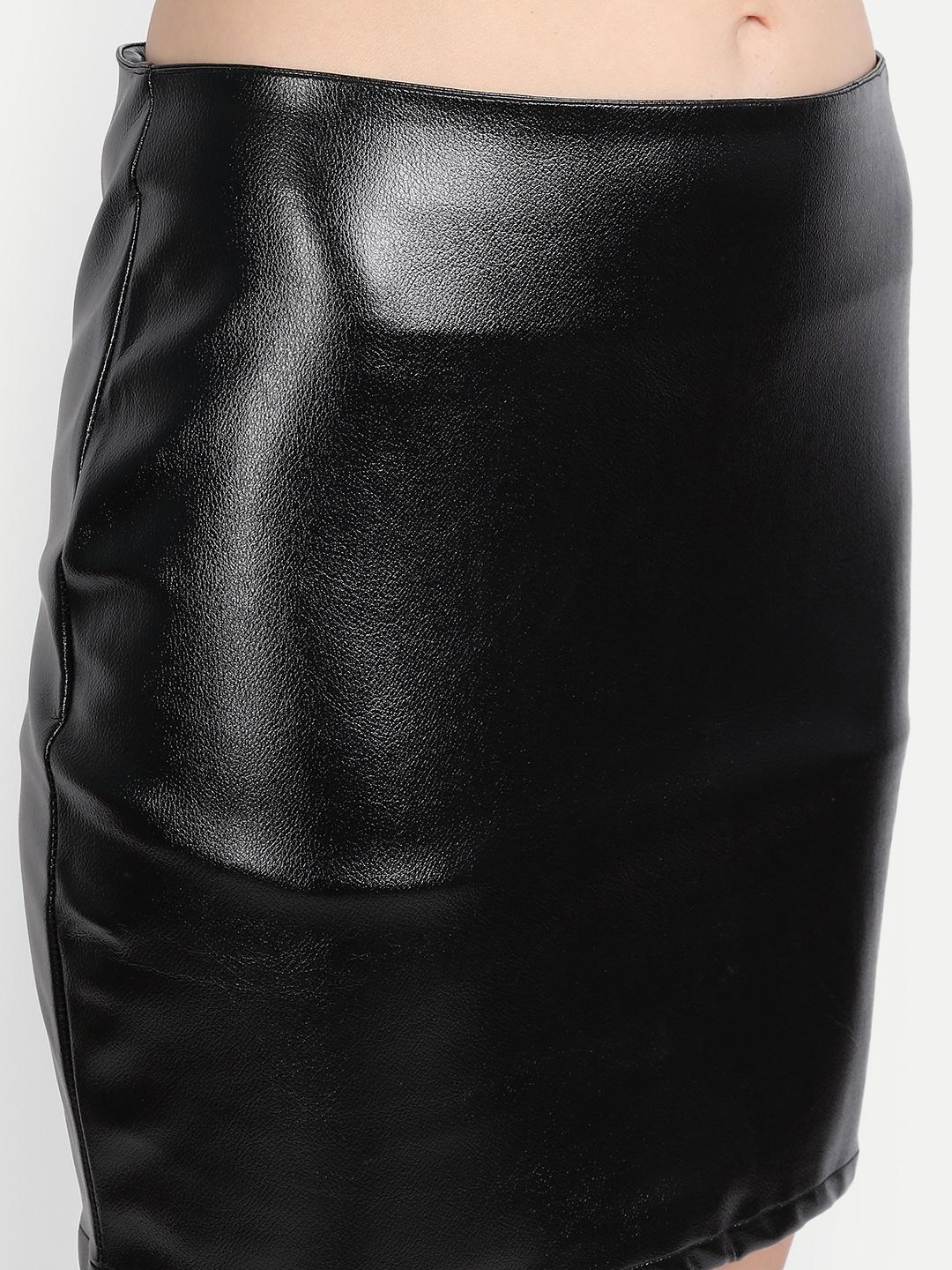 Women Solid Black Pencil Skirt