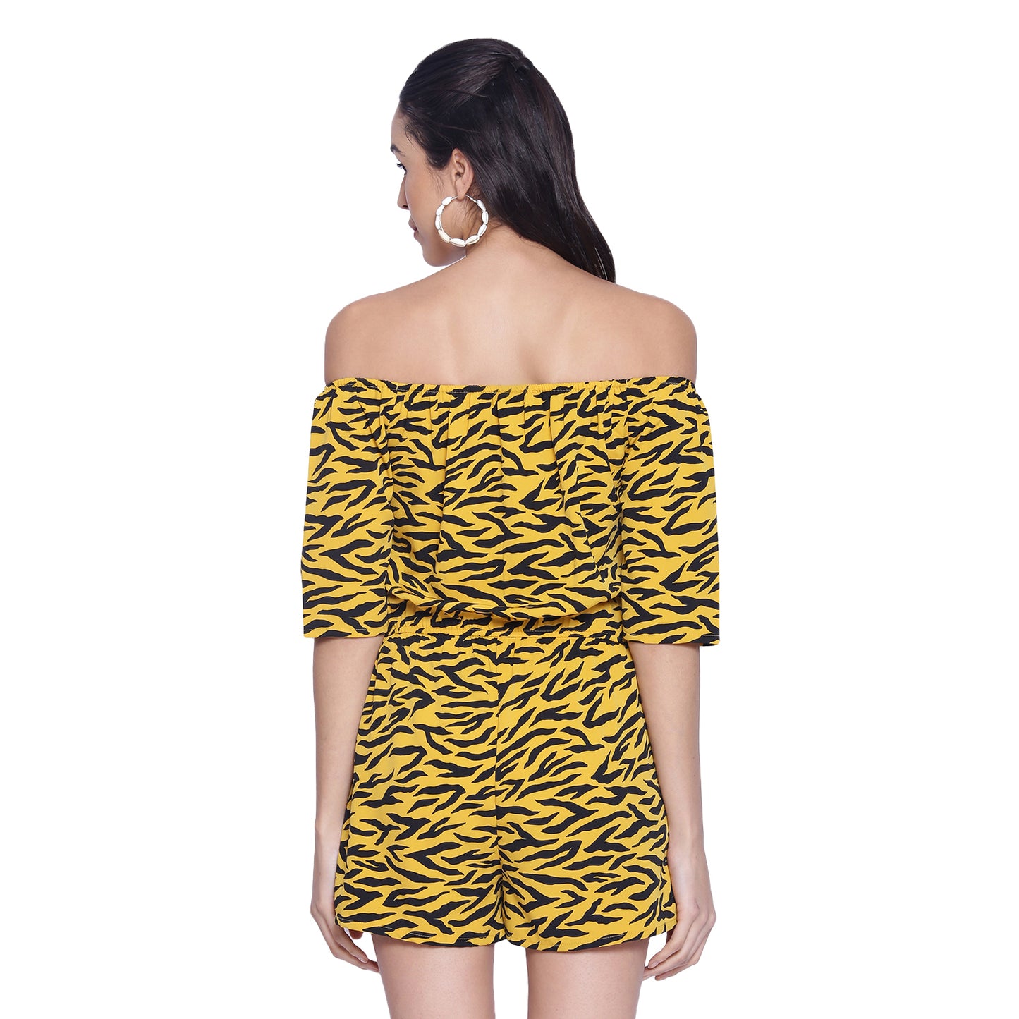 Woman Yellow Animal Print Jumpsuit