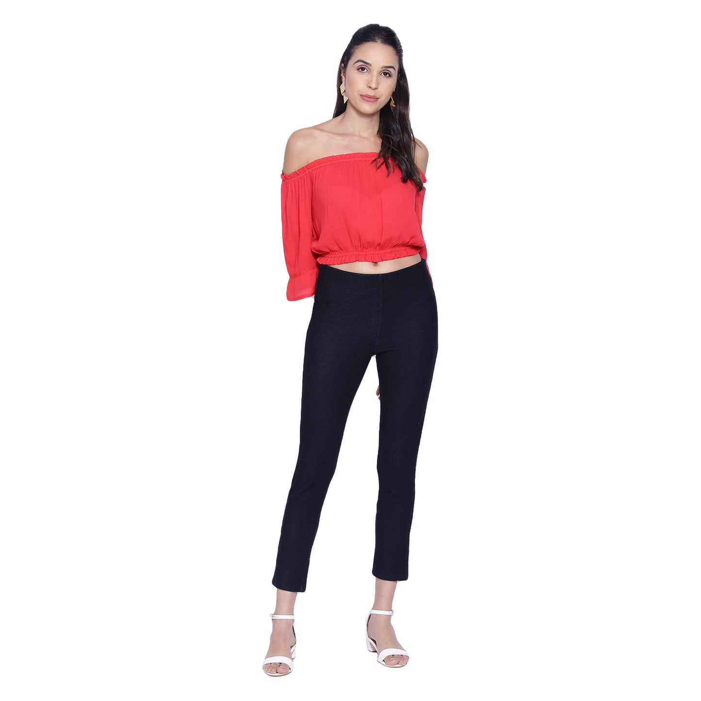 9 Impression Woman Red Off Shoulder Crop Top