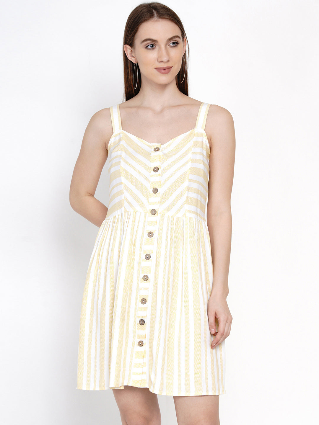 9 Impression Woman Yellow Stripe Dress