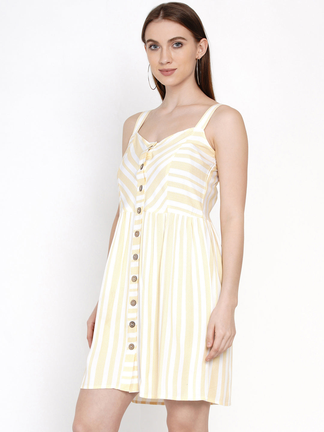 9 Impression Woman Yellow Stripe Dress