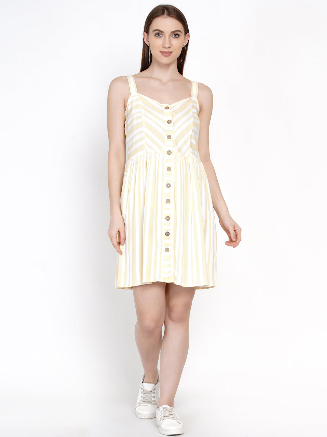 9 Impression Woman Yellow Stripe Dress