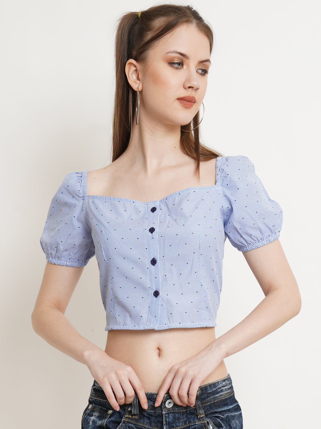 9 Impression Woman Blue Crop Top