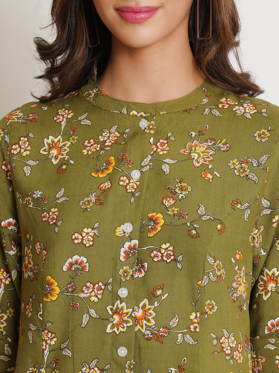 9 Impression Women Green & Yellow Floral Print Top