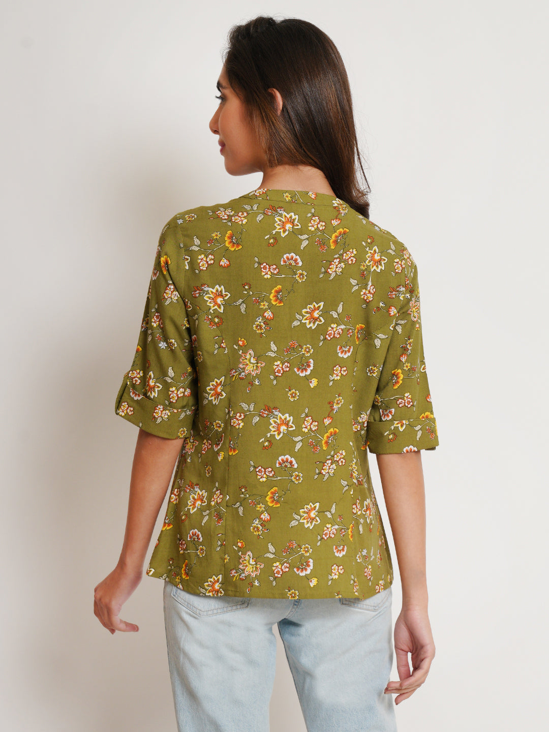 9 Impression Women Green & Yellow Floral Print Top