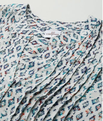 Women Printed Pintuck Top