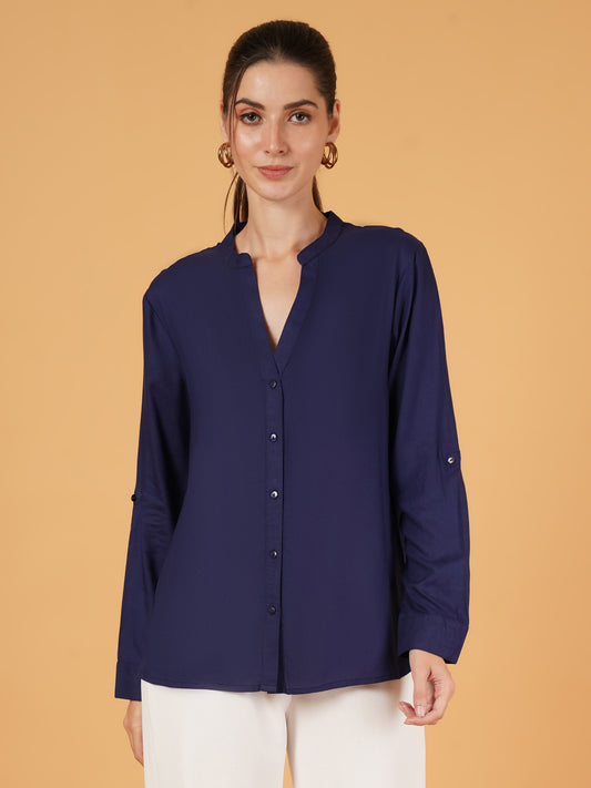 Stay effortlessly stylish with this navy blue oversized cotton shirt. Its solid design and full sleeves make it a versatile piece, perfect for casual wear while offering both comfort and a chic, relaxed fit.