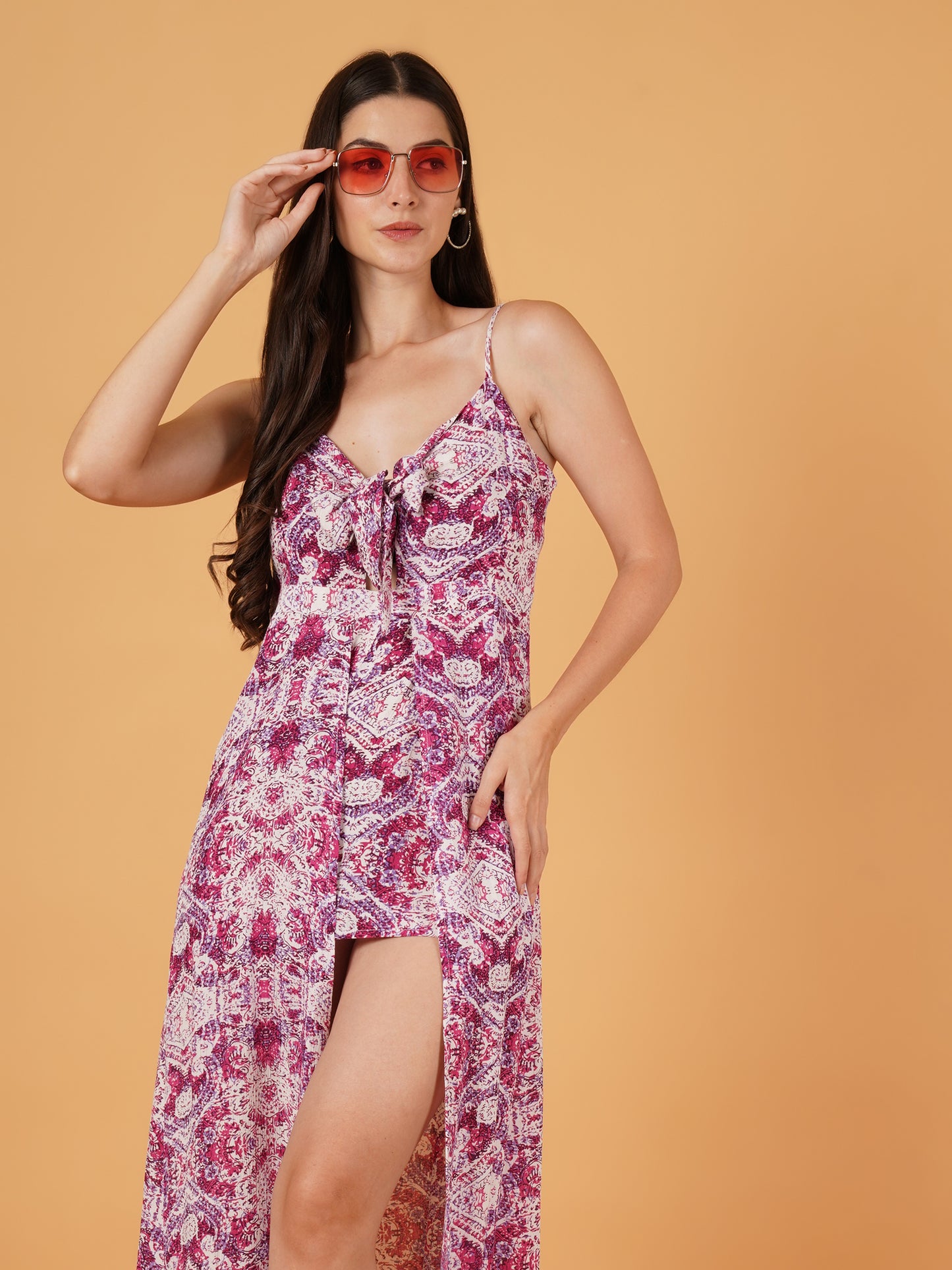 Women Navy Purple & White Printed Jumpsuit