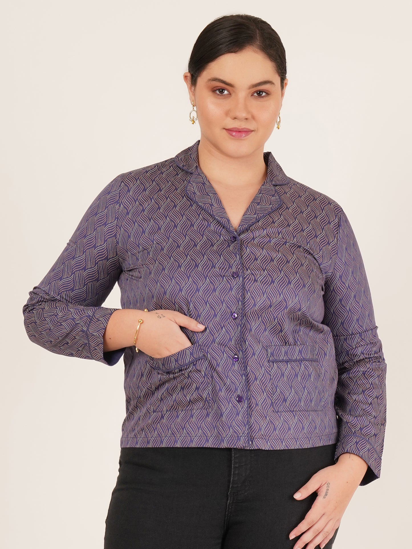 Women Double Pocket Elegant Tailored Blazer