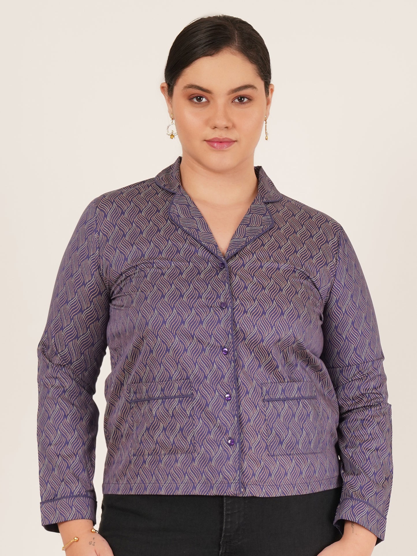 Women Double Pocket Elegant Tailored Blazer