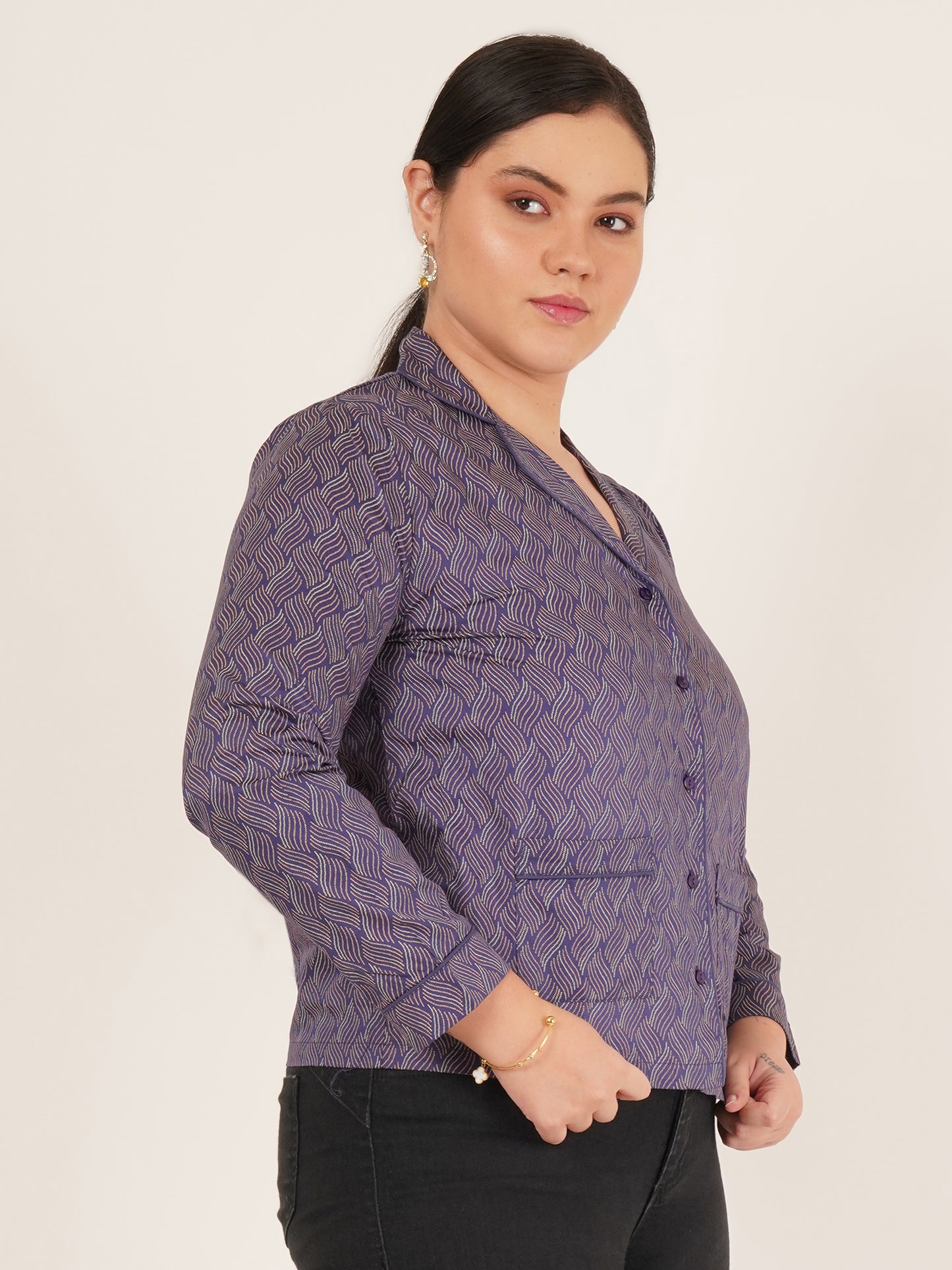 Women Double Pocket Elegant Tailored Blazer