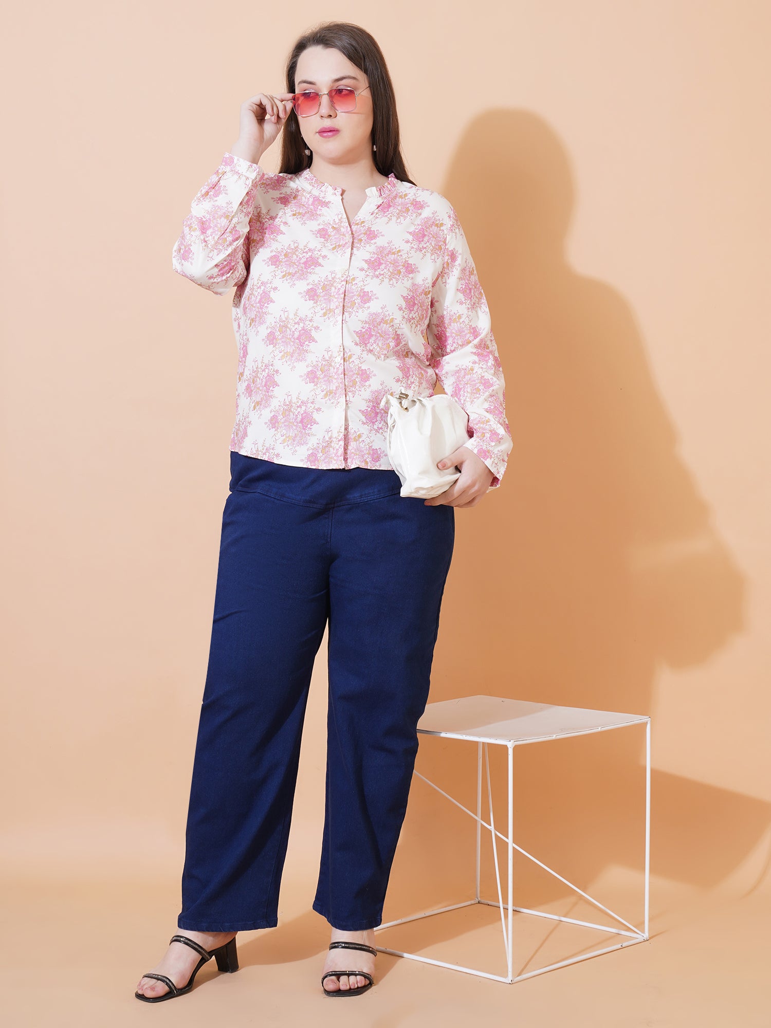 Women Pink Floral Print Tops - Detail View