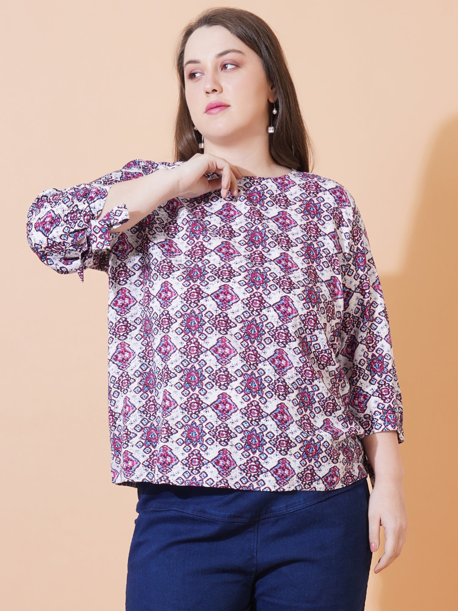 Women Paisley Print Regular Plus Size Top - Style View