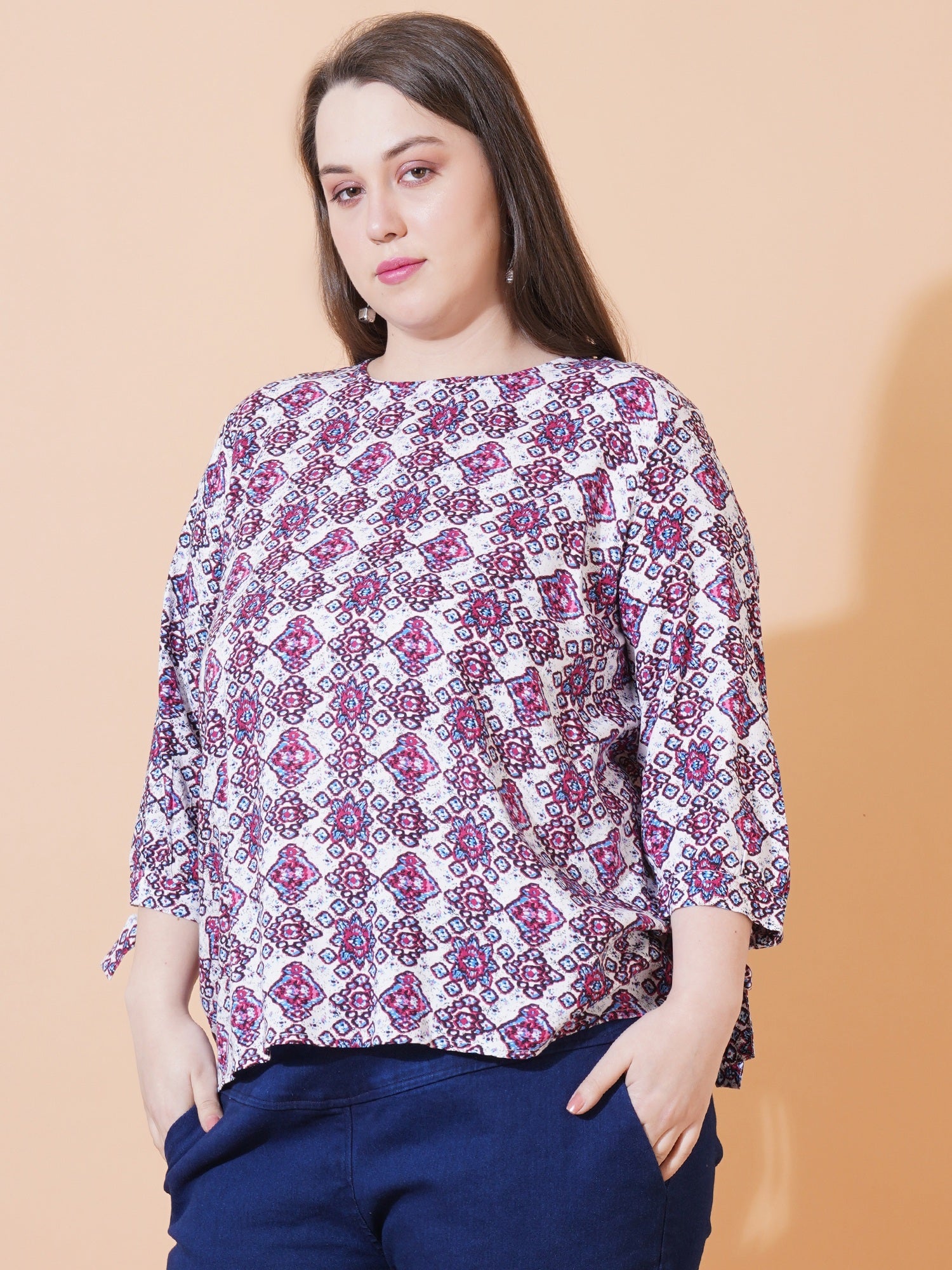 Women Paisley Print Regular Plus Size Top - Side View