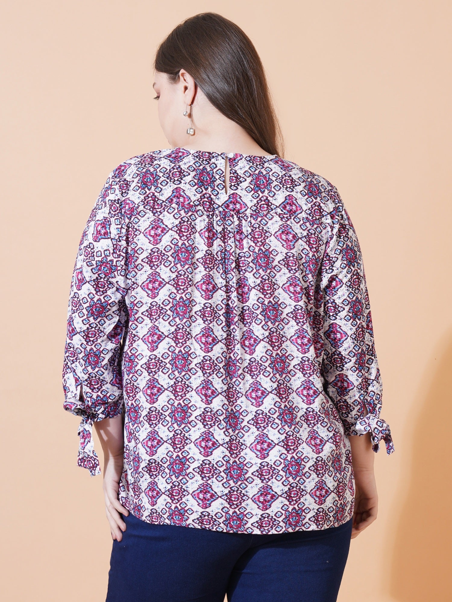 Women Paisley Print Regular Plus Size Top - Black View
