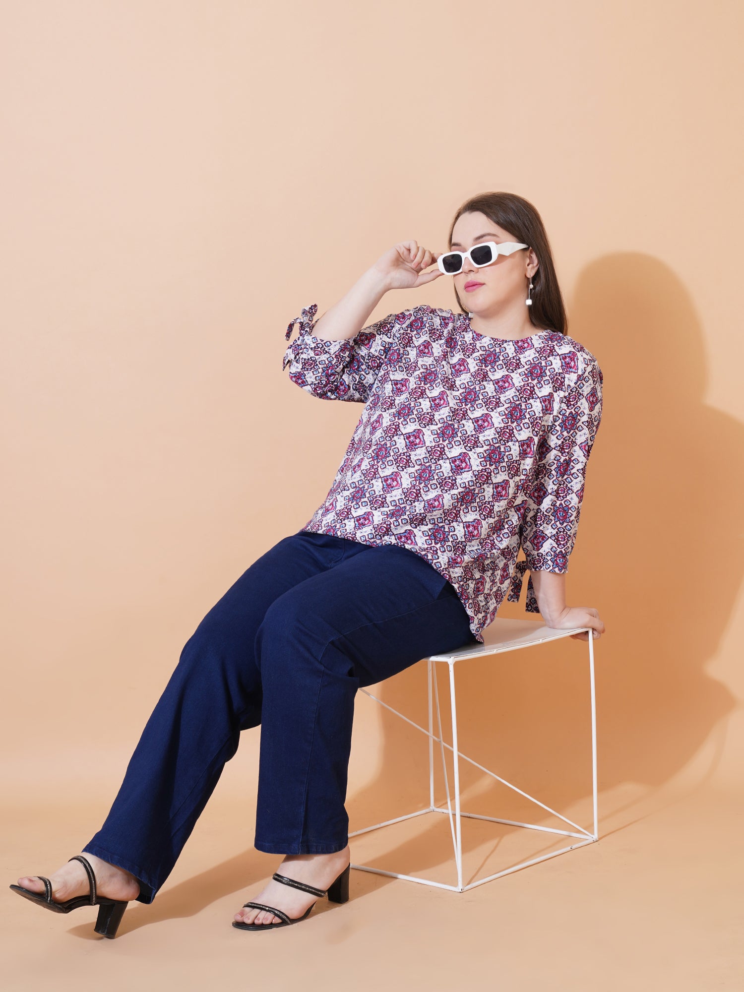 Women Paisley Print Regular Plus Size Top - Detail View