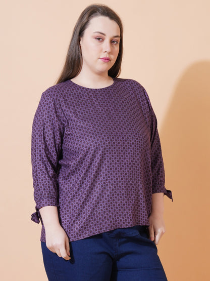 Women Geomatric Print Plus Size Top - Side View