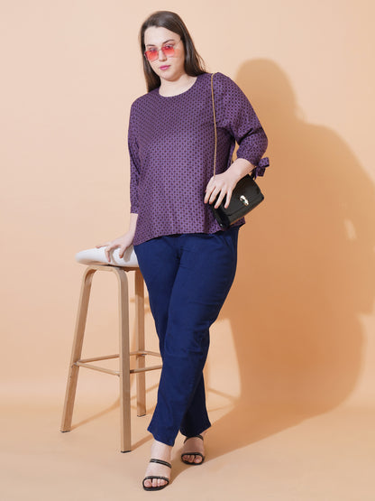 Women Geomatric Print Plus Size Top - Detail View