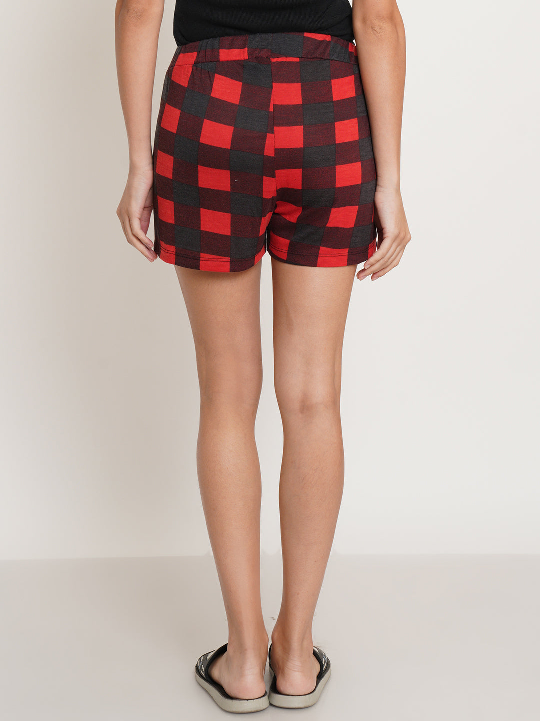 9 Impression Womans Red Checked Shorts