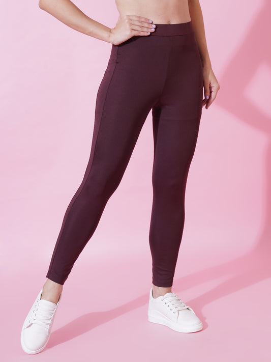 Women Brown Solid Slim Fit Track Pants