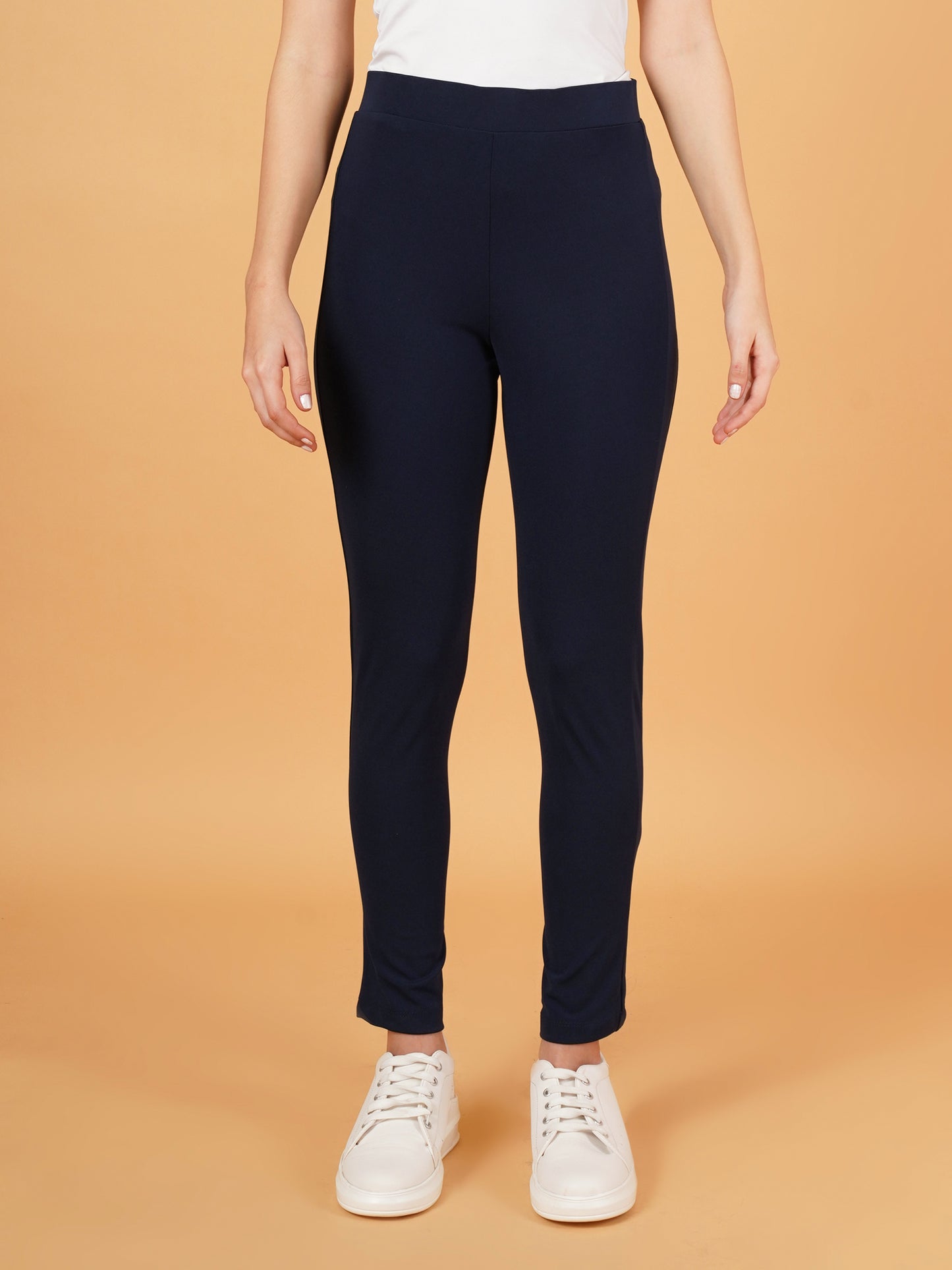 Women Dark Navy Solid Track Pants