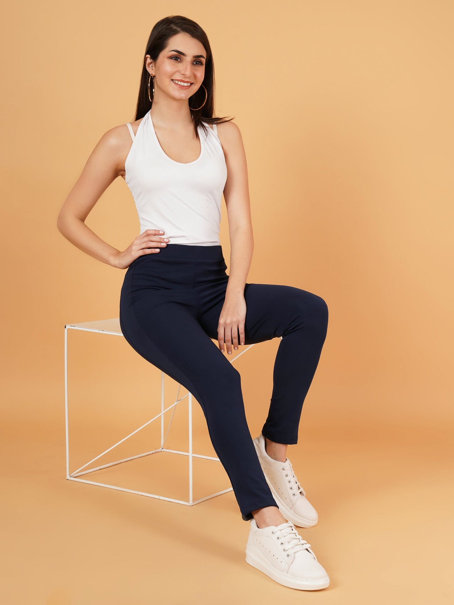 Women Dark Navy Solid Track Pants