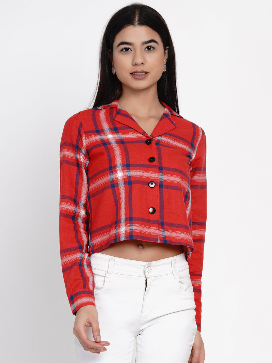 9 Impression Womans Red Checked Top