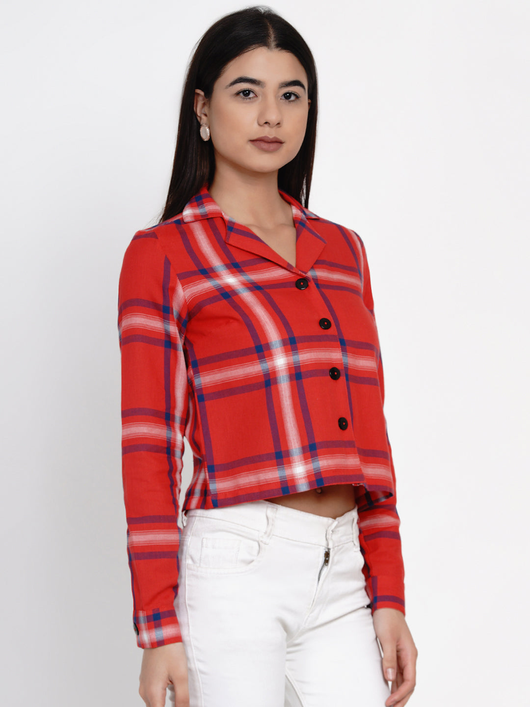 9 Impression Womans Red Checked Top