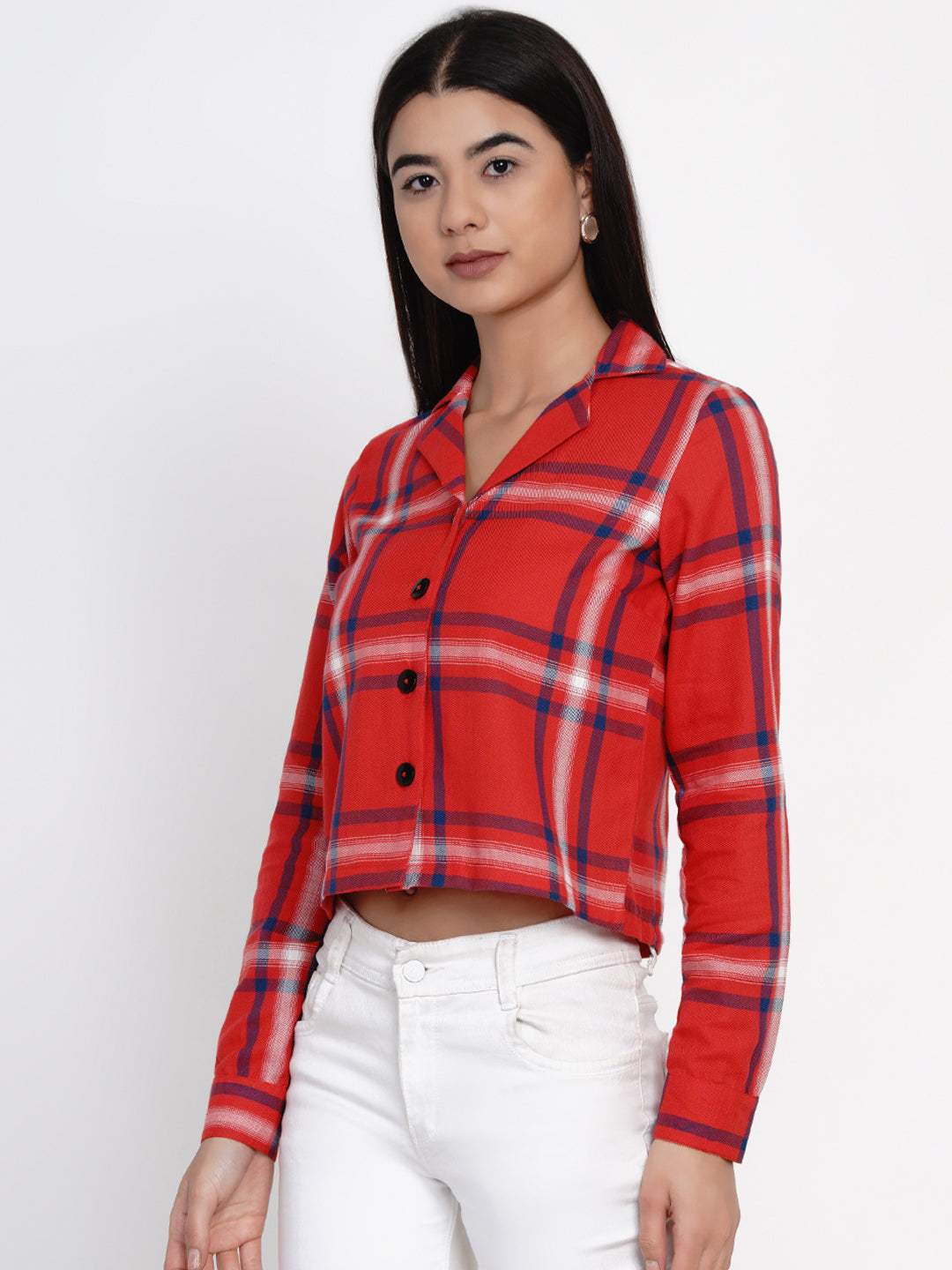 9 Impression Womans Red Checked Top