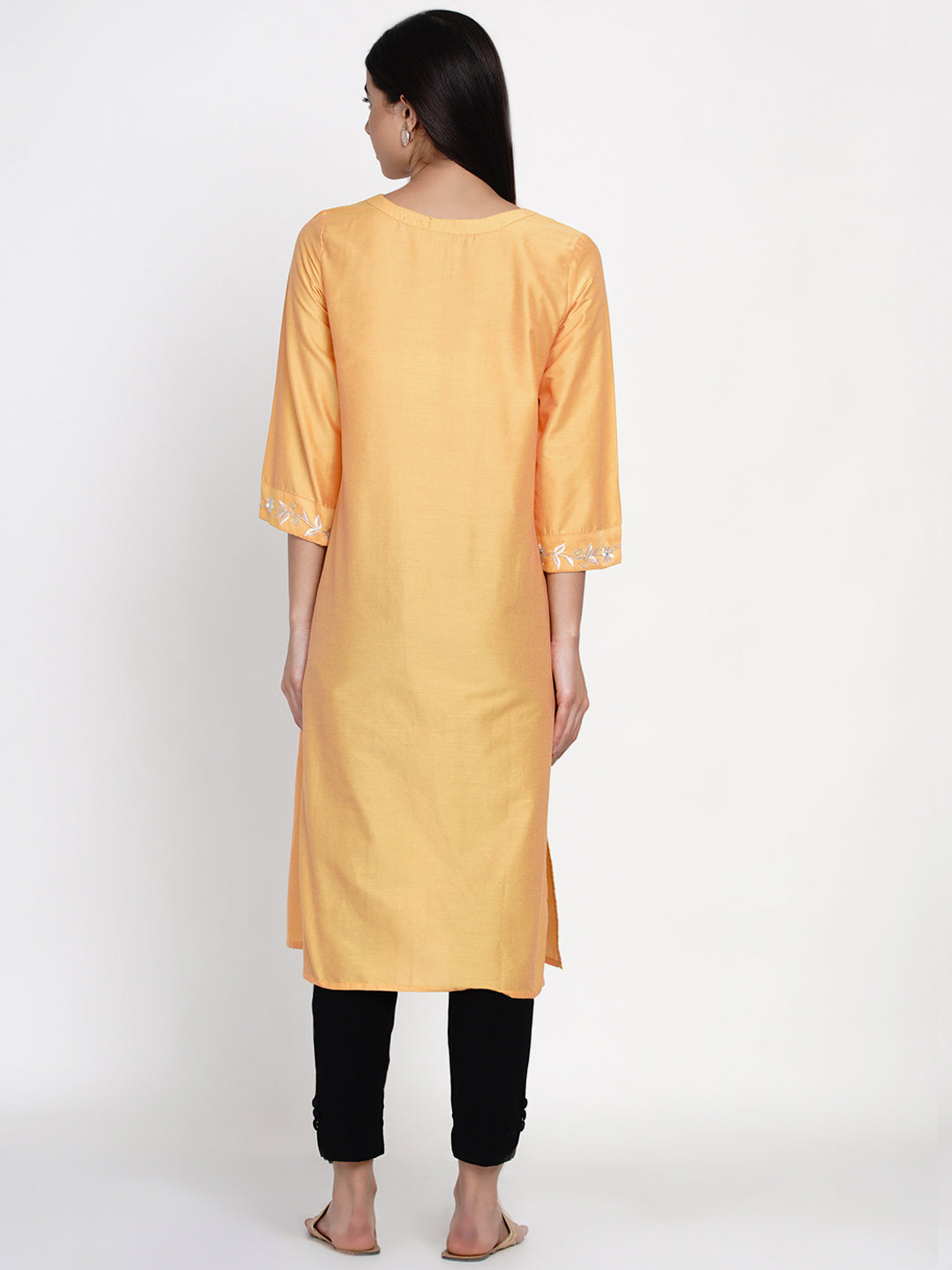 9 Impression Woman Yellow Embroidered kurta