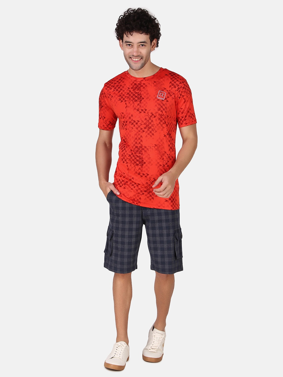 Men Printed Red Sports T-Shirt