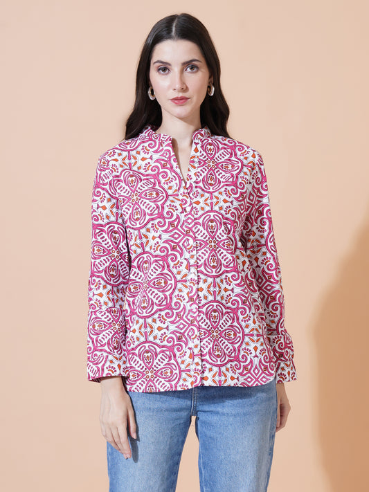 Women's Cotton Polplin Printed Blouse...