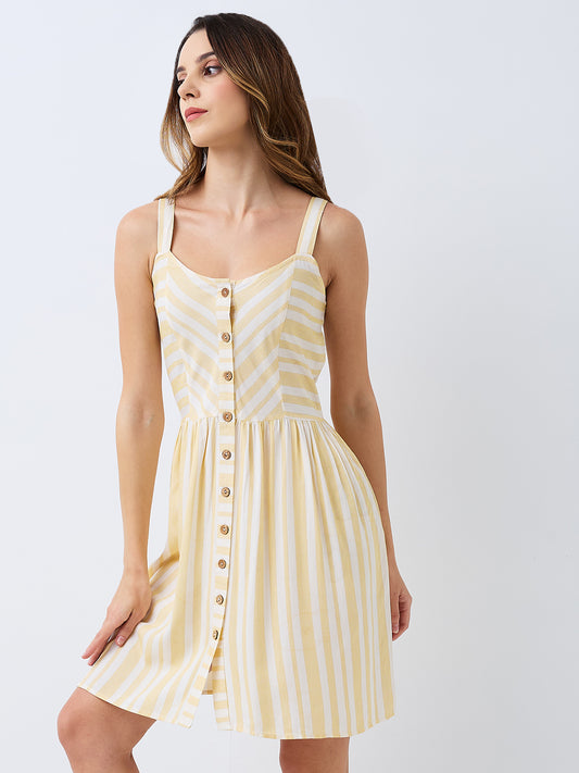 9 Impression Woman Yellow Stripe Dress