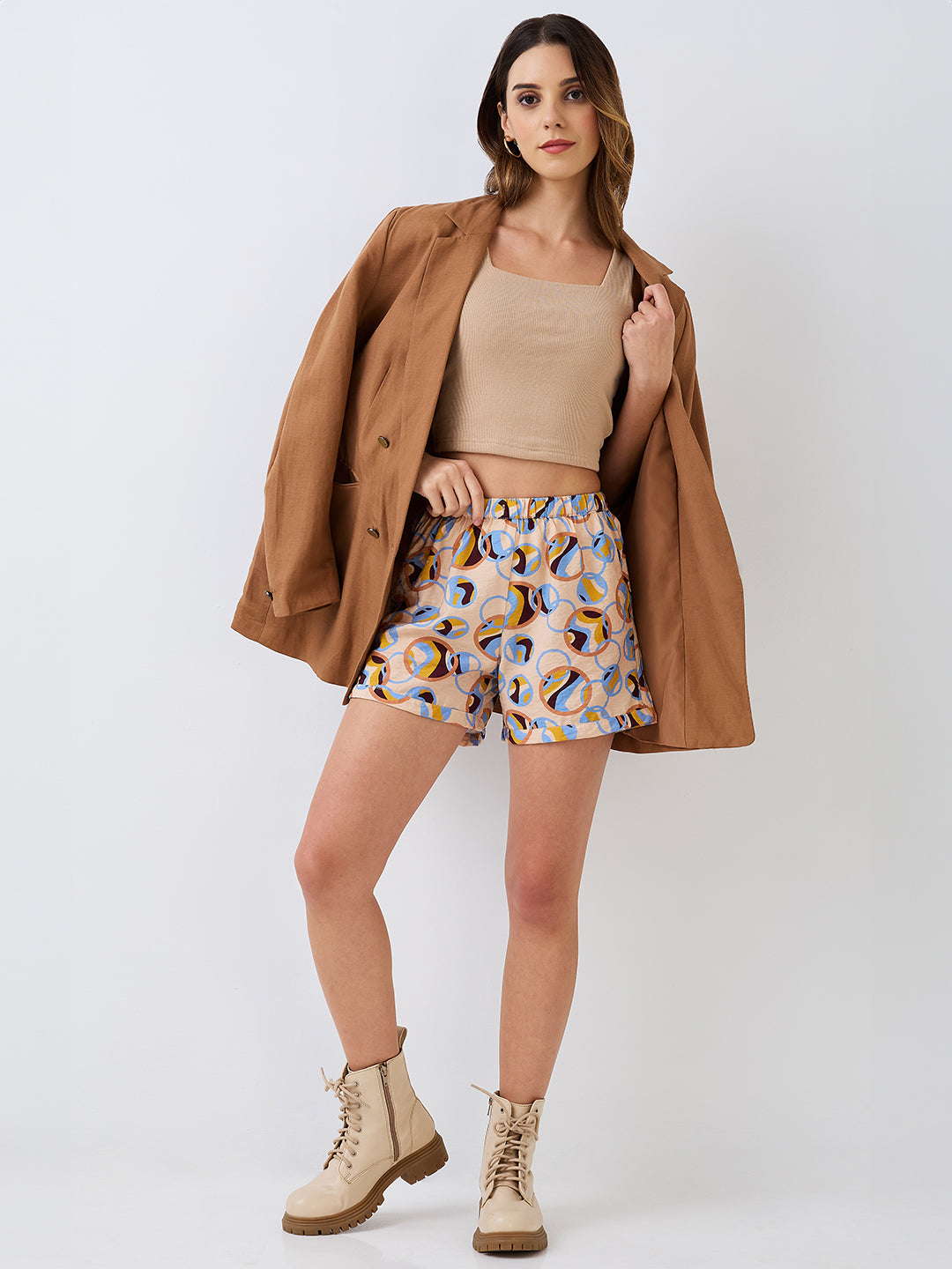 Women Blue & Black Printed Shorts