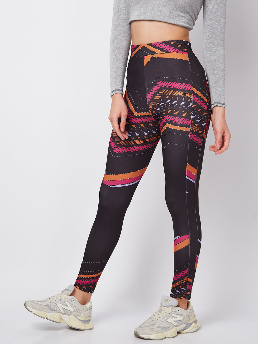 Women Black & Pink Printed Track Pants