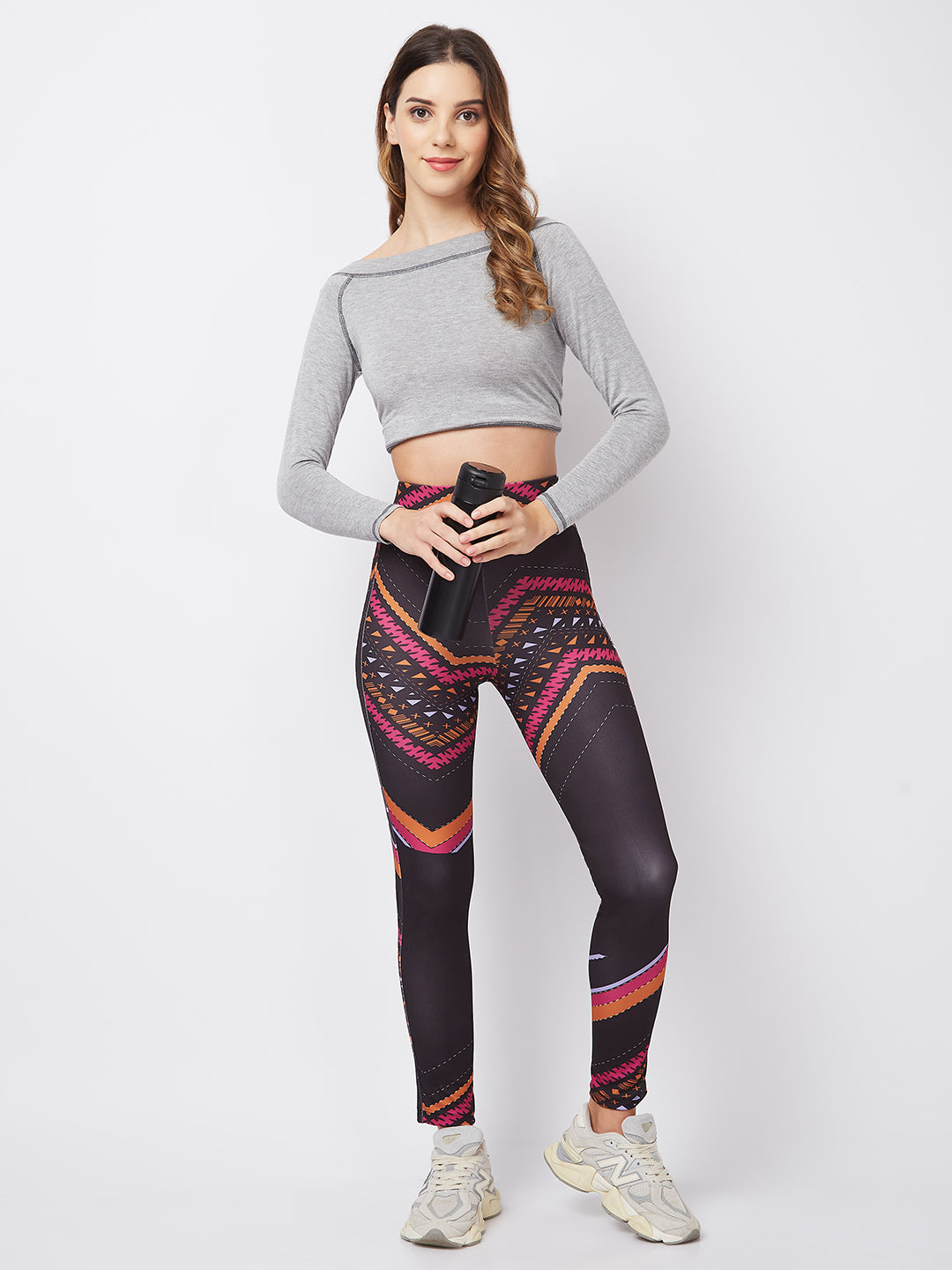 Women Black & Pink Printed Track Pants