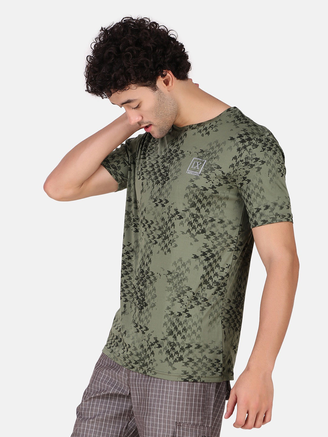 Men Green & Black Printed Sports T-Shirt