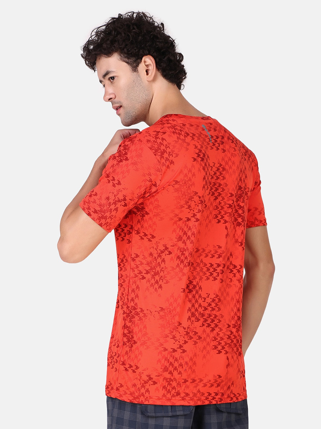 Men Printed Red Sports T-Shirt