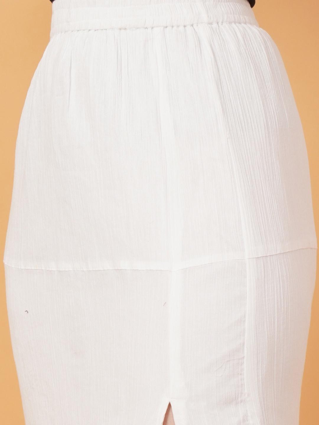 Women White Schiffli Midi Skirt