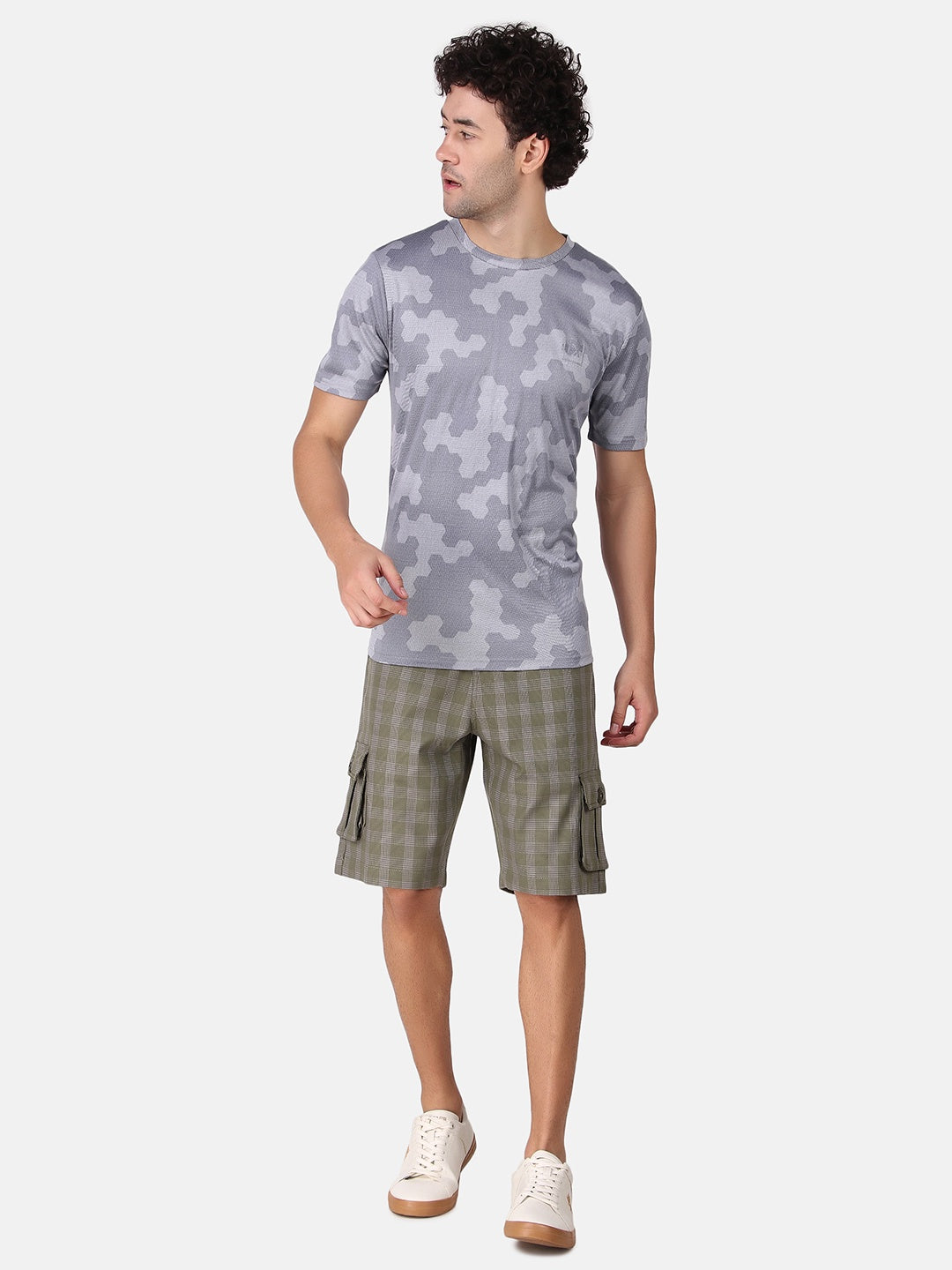 Men Grey Printed Sports T-Shirt