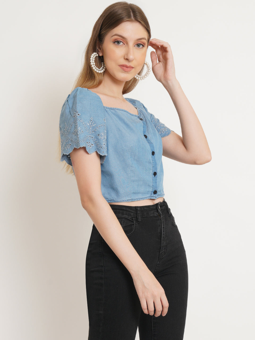 9 Impression Denim Blue Top