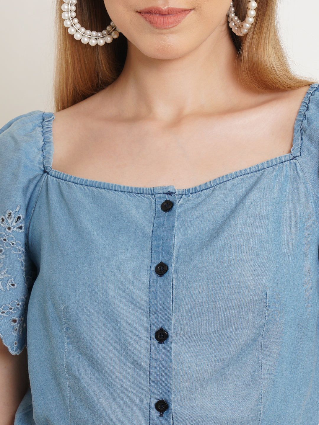 9 Impression Denim Blue Top